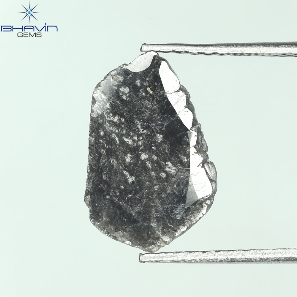 1.10 CT Slice Shape Natural Diamond Salt And Papper Color I3 Clarity (13.00 MM)