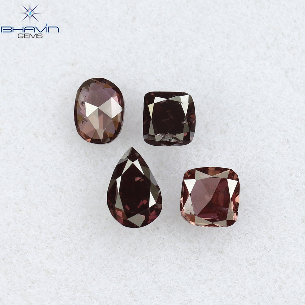 0.42 CT/4 Pcs Mix Shape Natural Diamond Pink Color SI Clarity (3.83 MM)