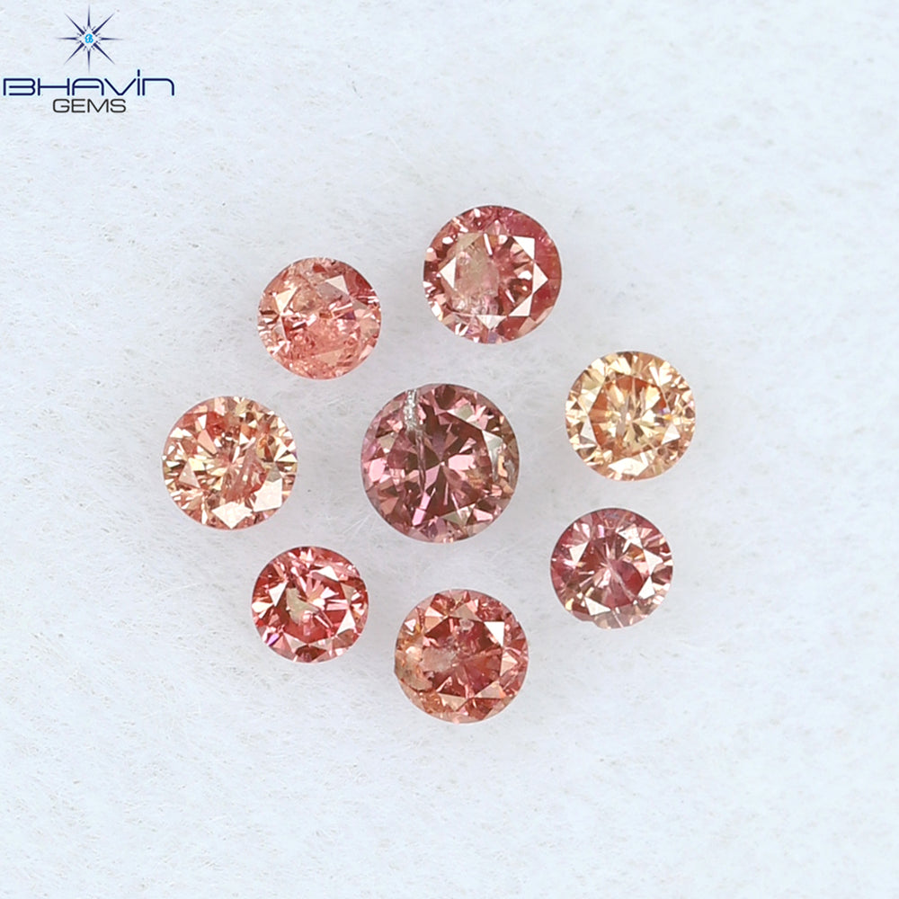 0.19 CT/8 ピース ラウンド シェイプ ナチュラル ルース ダイヤモンド ピンク カラー I2 クラリティ (2.00 MM)