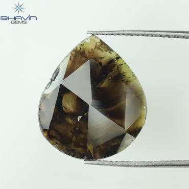 6.49 CT Pear Slice Shape Natural Diamond Brown Color I3 Clarity (19.54 MM)