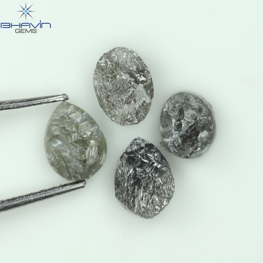 1.91 CT /4 Pcs Uncut Shape Salt And Pepper Natural Loose Diamond I3 Clarity (5.85 MM)