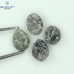 1.91 CT /4 Pcs Uncut Shape Salt And Pepper Natural Loose Diamond I3 Clarity (5.85 MM)