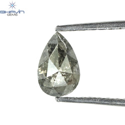 0.58 CT Pear Shape Natural Loose Diamond Salt And Pepper Color I3 Clarity (6.53 MM)