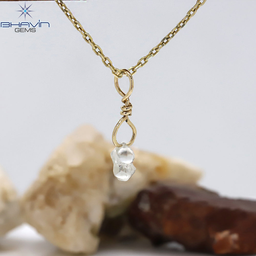 Diamond Pendant Rough Diamond White Gray Diamond Yellow Gold Pendant Bridal Necklace Pendant