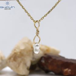 Diamond Pendant Rough Diamond White Gray Diamond Yellow Gold Pendant Bridal Necklace Pendant