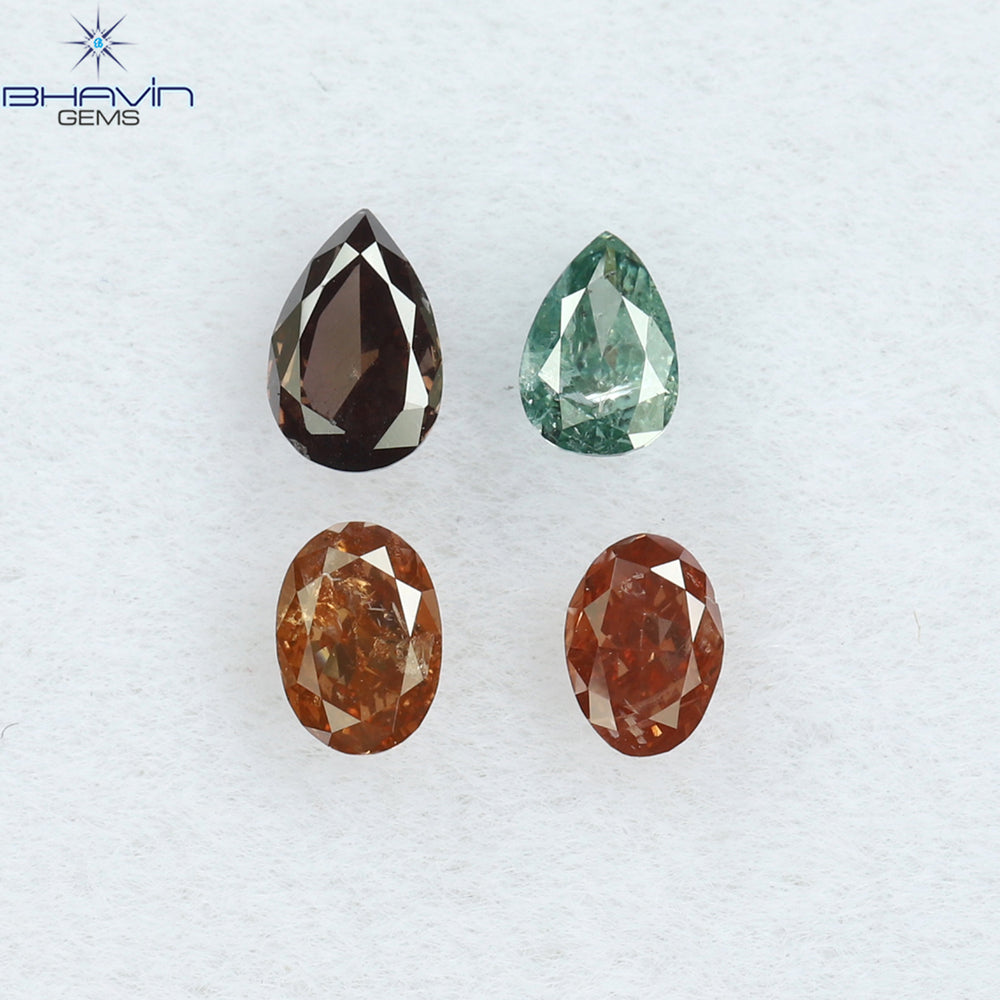 0.40 CT/4 Pcs Mix Shape Natural Diamond Pink Color SI Clarity (3.94 MM)