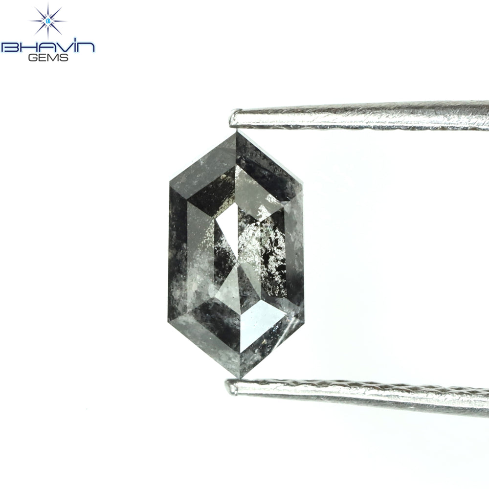 0.85 CT Hexagon Shape Natural Loose Diamond Salt And Pepper Color I3 Clarity (7.50 MM)