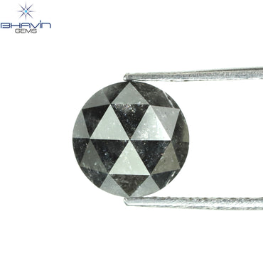 1.53 CT Round Rose Cut Shape Natural Diamond Salt And Pepper Color I3 Clarity (7.30 MM)