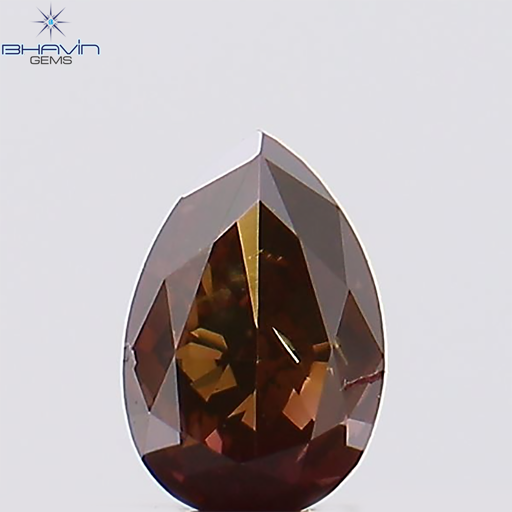 0.20 CT, Pear Diamond, Brown Pink Color, Clarity SI1 (4.33 MM)