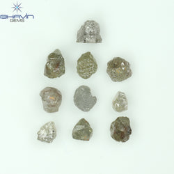 3.38 CT/10 Pcs Rough Shape Grey Color Natural Diamond I3 Clarity (3.84 MM)