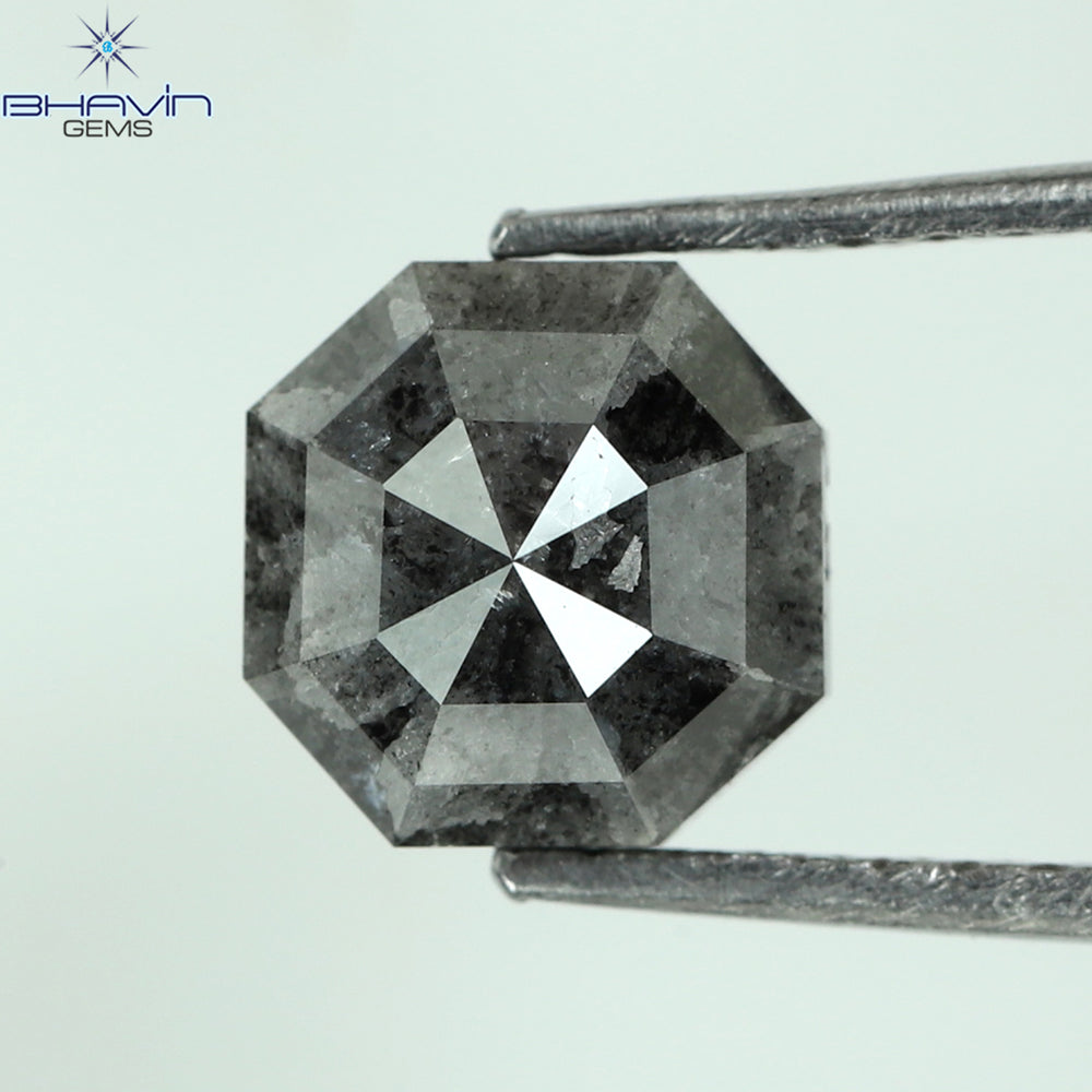 1.50 CT エメラルド シェイプ ナチュラル ルース ダイヤモンド ソルト アンド ペッパー カラー I3 クラリティ (6.38 MM)