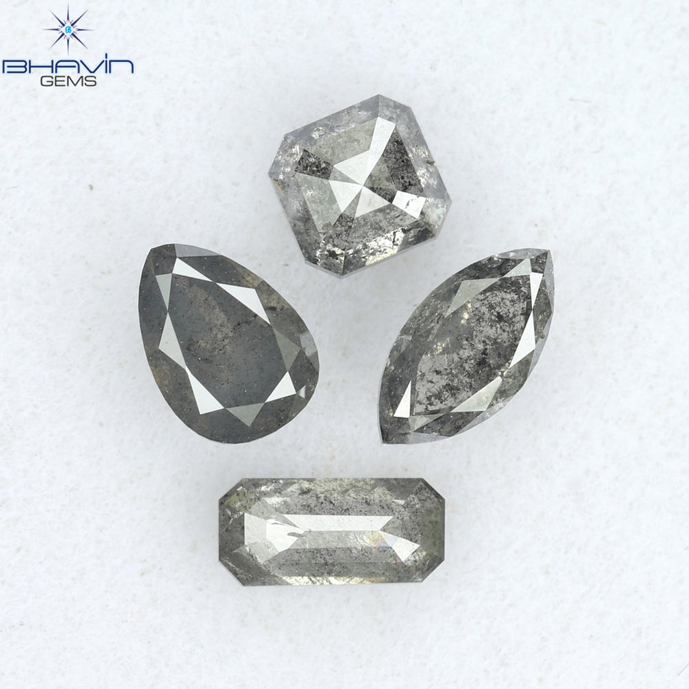 1.26 CT/4 PCS Mix Shape Natural Diamond Salt And pepper Color I3 Clarity (5.94 MM)
