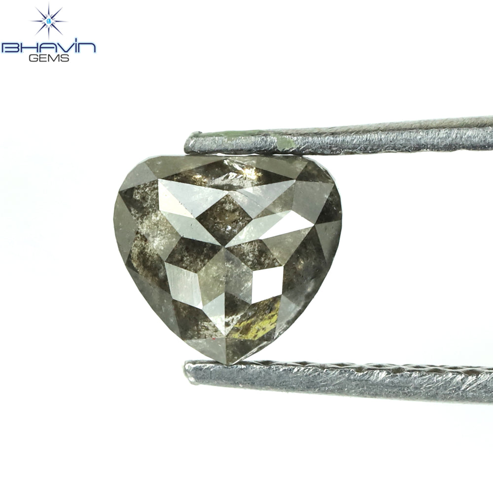 0.54 CT Heart Shape Natural Loose Diamond Salt And Pepper Color I3 Clarity (5.42 MM)