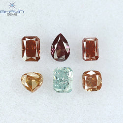 0.58 CT/6 Pcs Mix Shape Natural Diamond Pink Color SI2 Clarity (3.17 MM)