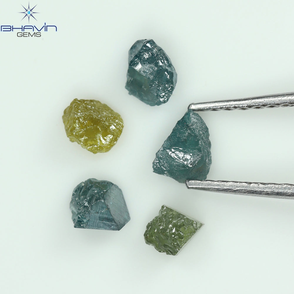 1.12 CT/5 PCS Rough Shape Enhanced Mix Color Natural Diamond I3 Clarity (4.41 MM)