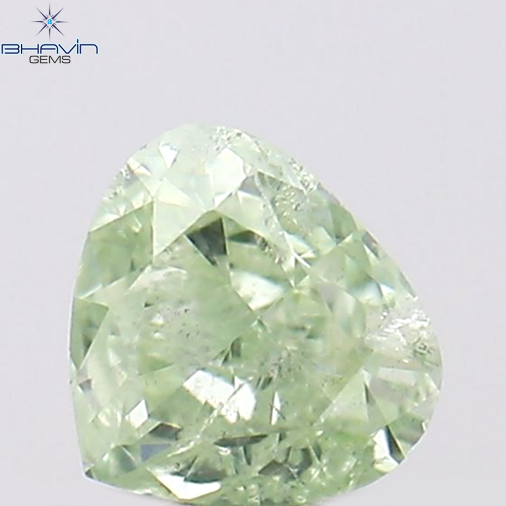 0.14 CT Heart Shape Natural Diamond Greenish Yellow Color SI2 Clarity (3.97 MM)
