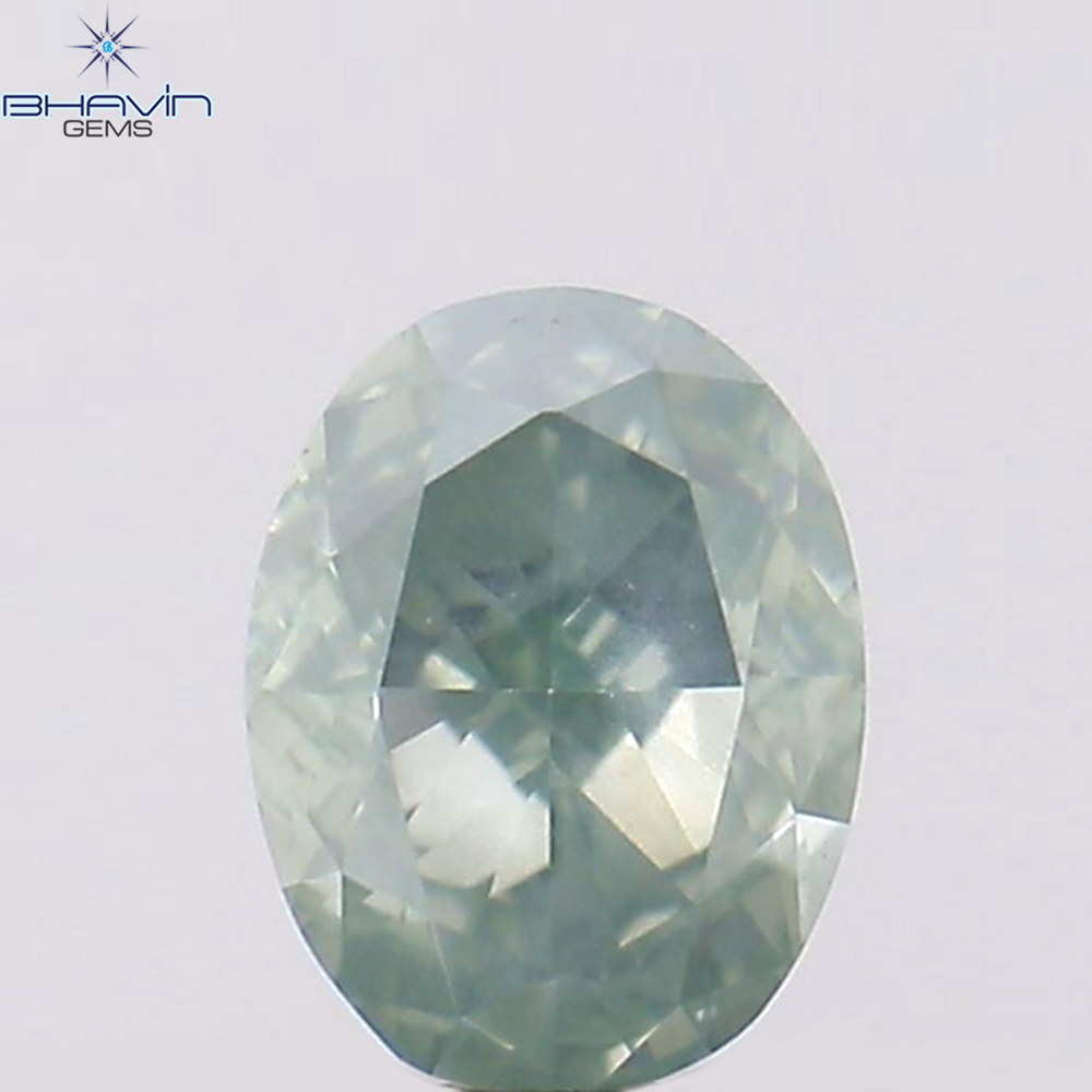 0.14 CT Oval Shape Natural Diamond Greenish Blue Color SI1 Clarity (3.54 MM)