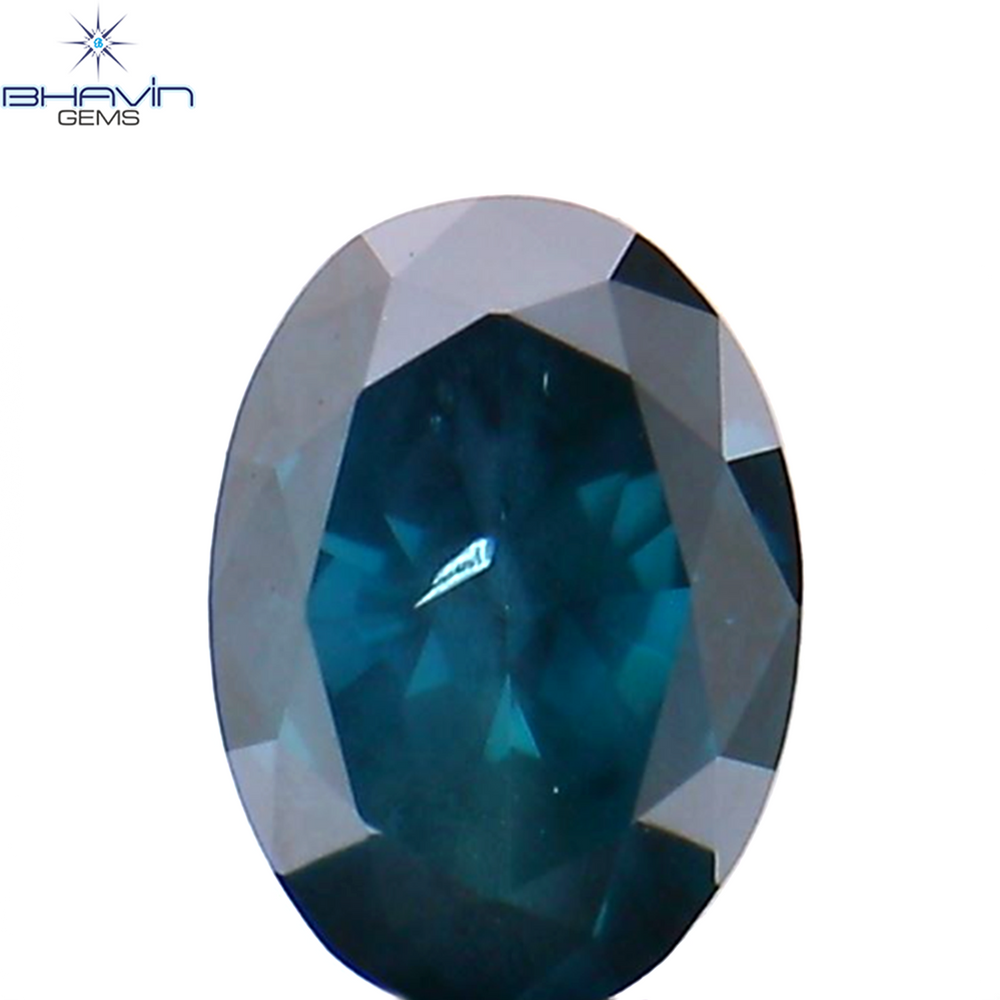 0.38 CT Oval Shape Natural Diamond Blue Color SI2 Clarity (5.00 MM)