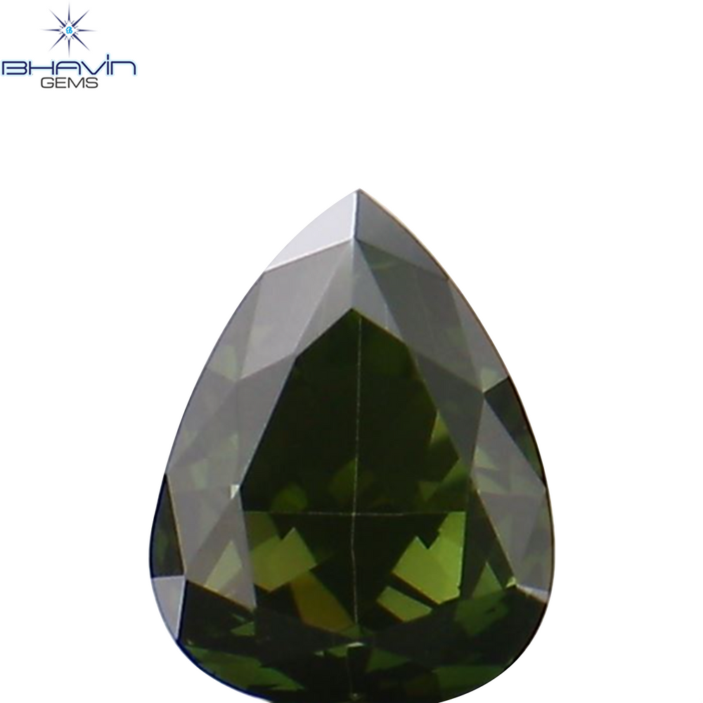0.17 CT Pear Shape Natural Diamond Green Color VS2 Clarity (3.89 MM)