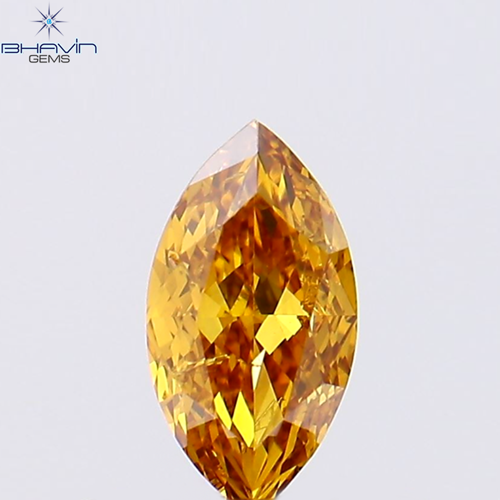 0.36 CT Marquise Shape Natural Diamond Orange Color SI2 Clarity (6.43 MM)
