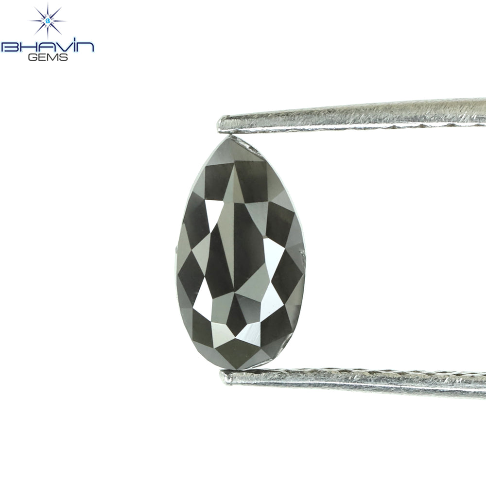 0.60 CT Pear Shape Natural Diamond Black Color Opaque Clarity (7.38 MM)