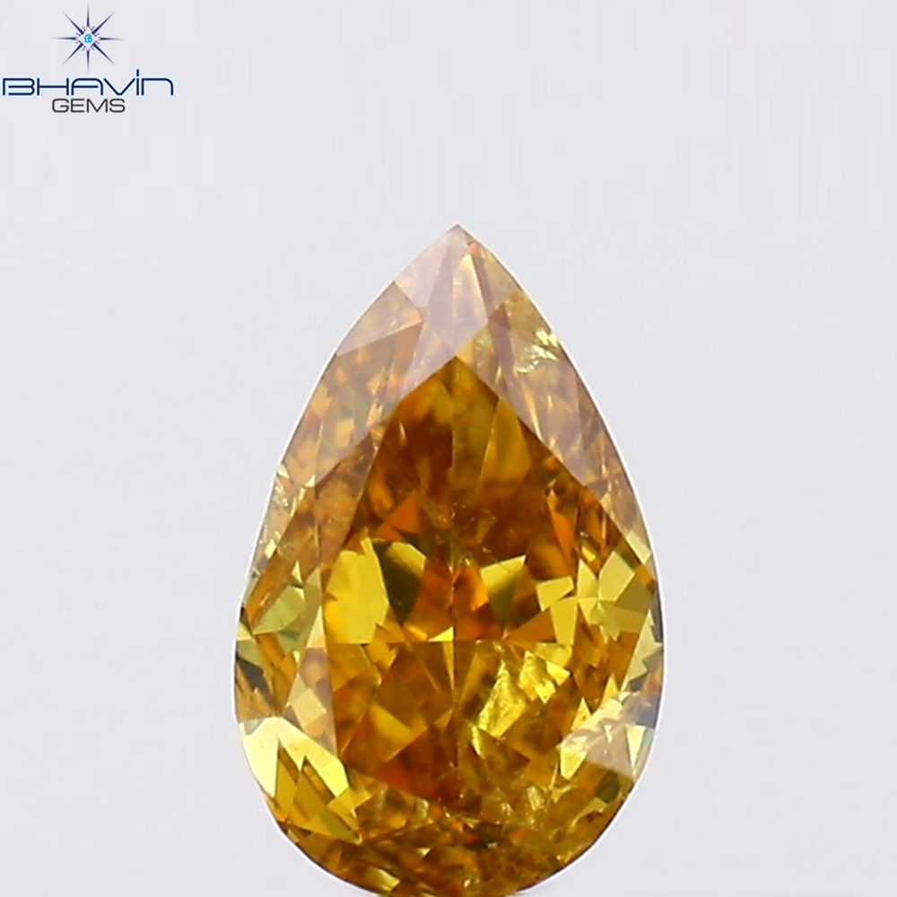 0.21 CT Pear Shape Natural Diamond Orange Color SI1 Clarity (4.85 MM)