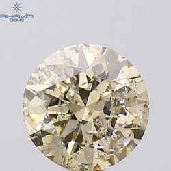 0.70 CT Round Shape Natural Diamond Brown Color I1 Clarity (5.57 MM)