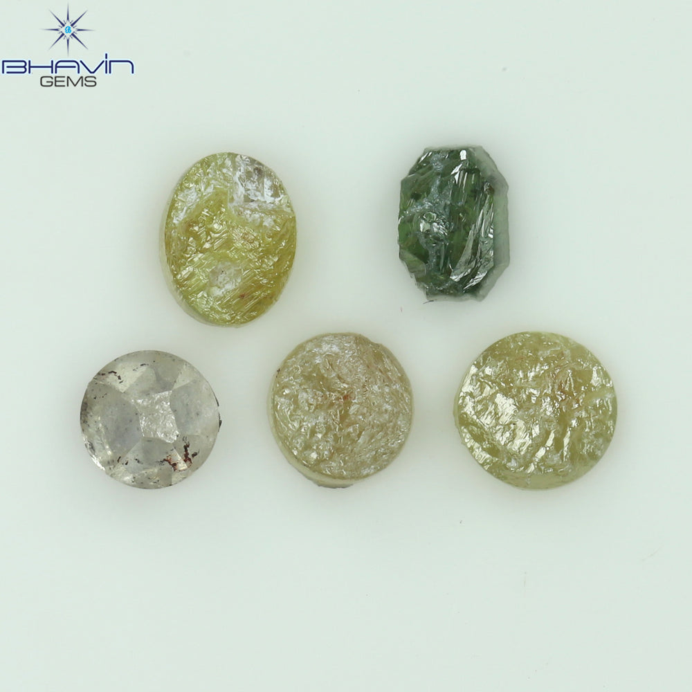 1.08 CT /5 Pcs Uncut Shape Mix Color Natural Loose Diamond I3 Clarity (4.17 MM)