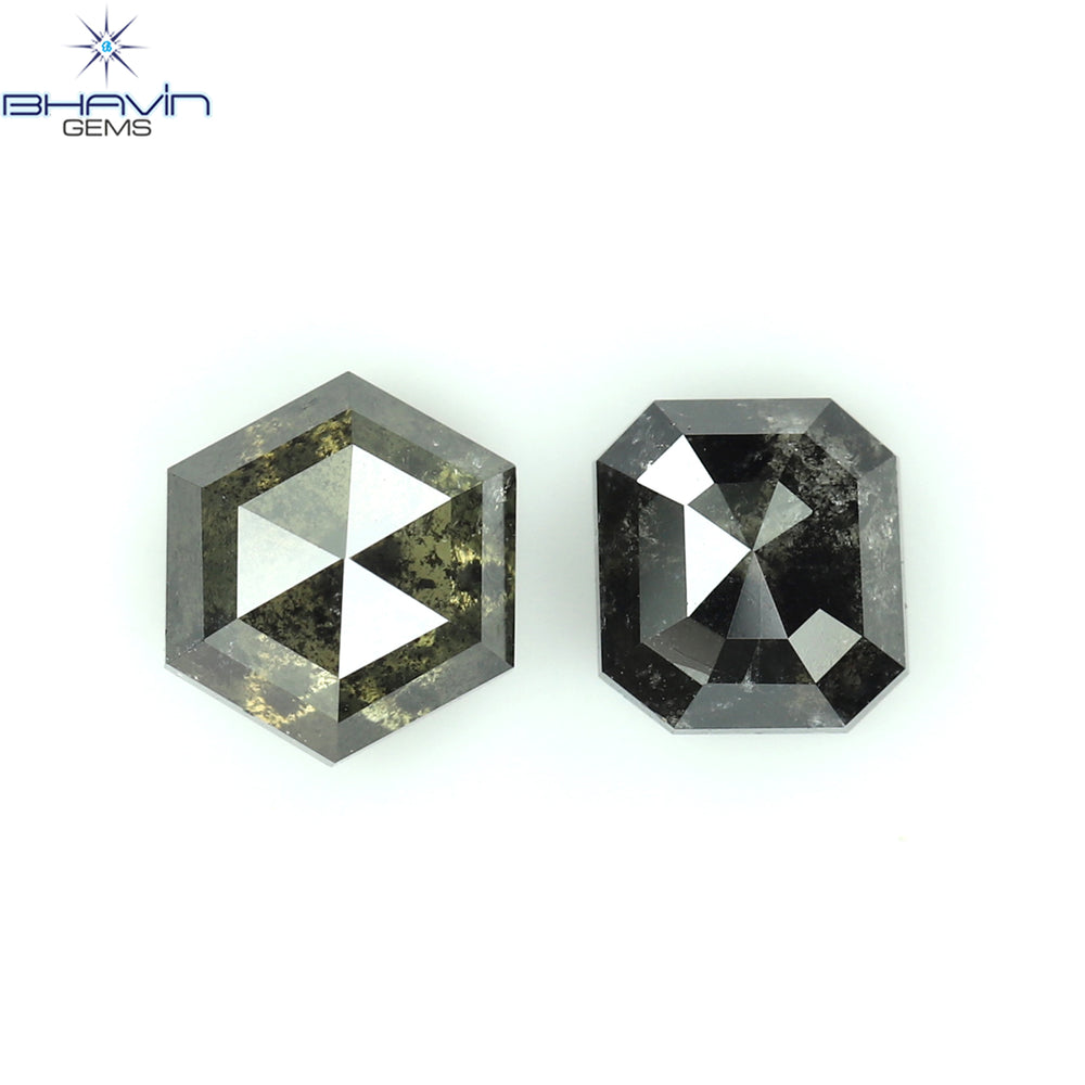 1.11 CT/2 PCS Mix Shape Natural Diamond Salt And Pepper Color I3 Clarity (5.50 MM)