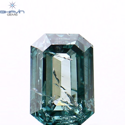 0.45 CT エメラルド シェイプ ナチュラル ダイヤモンド ブルー カラー I1 クラリティ (5.07 MM)