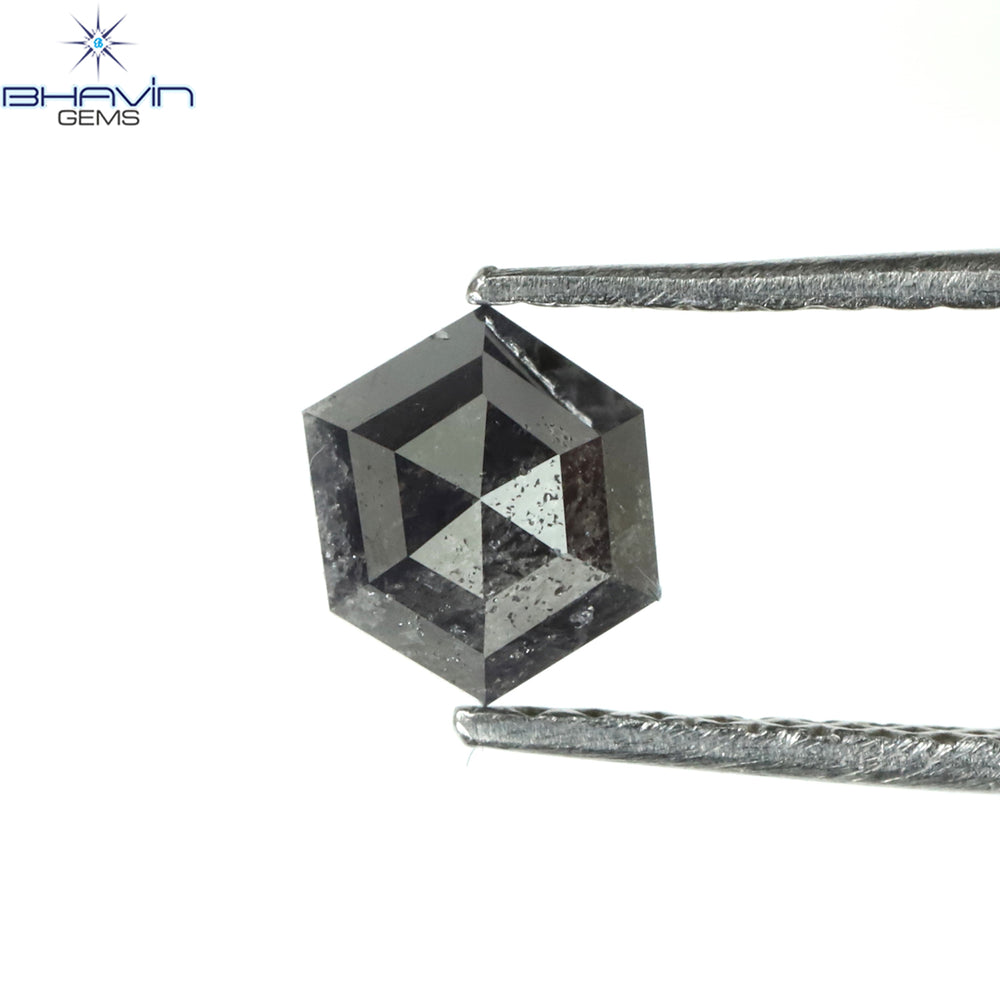 0.69 CT Hexagon Shape Natural Loose Diamond Salt And Pepper Color I3 Clarity (5.64 MM)