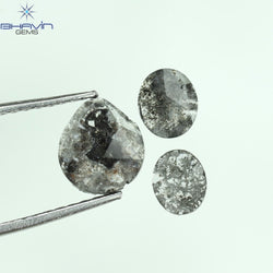 0.92 CT スライス形状 天然ダイヤモンド ソルト アンド ペッパー カラー I3 クラリティ (10.75 MM)