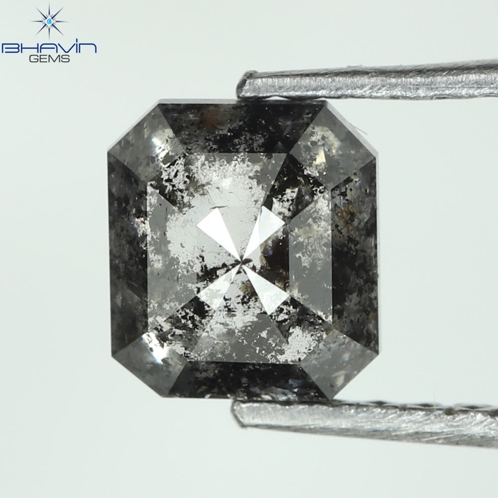 1.00 CT Asscher Shape Natural Diamond Salt And Pepper Color I3 Clarity (5.72 MM)