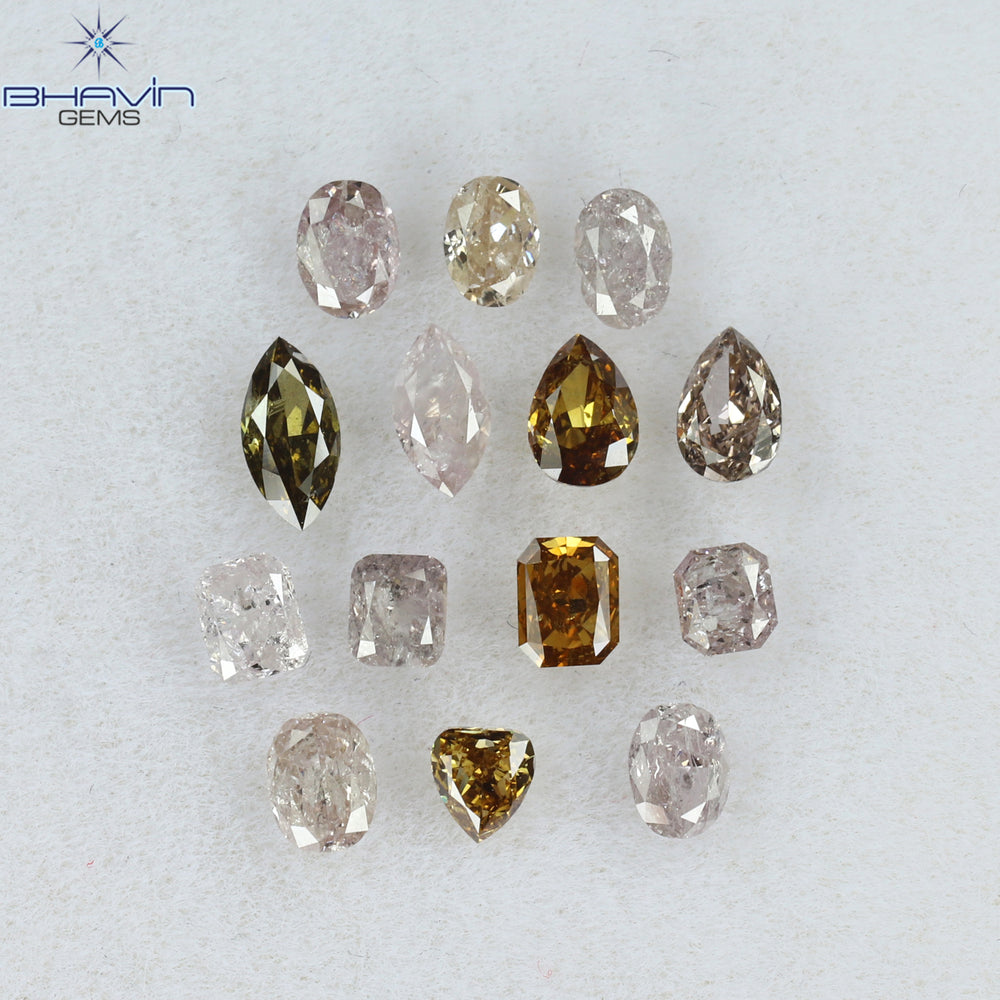 1.38 CT/14 Pcs Mix Shape Natural Diamond Pink Color I2 Clarity (4.75 MM)