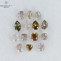 1.38 CT/14 Pcs Mix Shape Natural Diamond Pink Color I2 Clarity (4.75 MM)