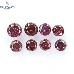 0.27 CT/8 Pcs Round Shape Natural Loose Diamond Pink Color I1 Clarity (2.35 MM)