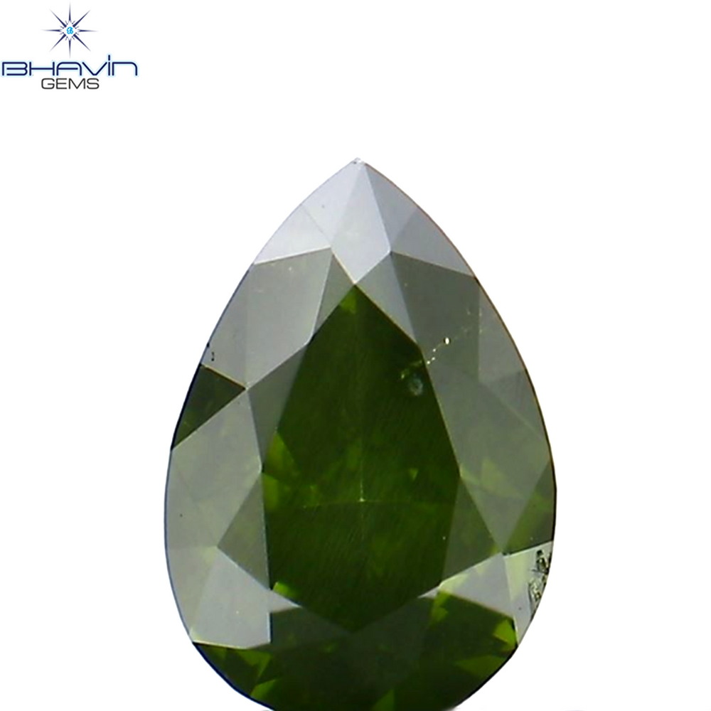 0.31 CT Pear Shape Natural Diamond Enhanced Green Color VS2 Clarity (5.24 MM)