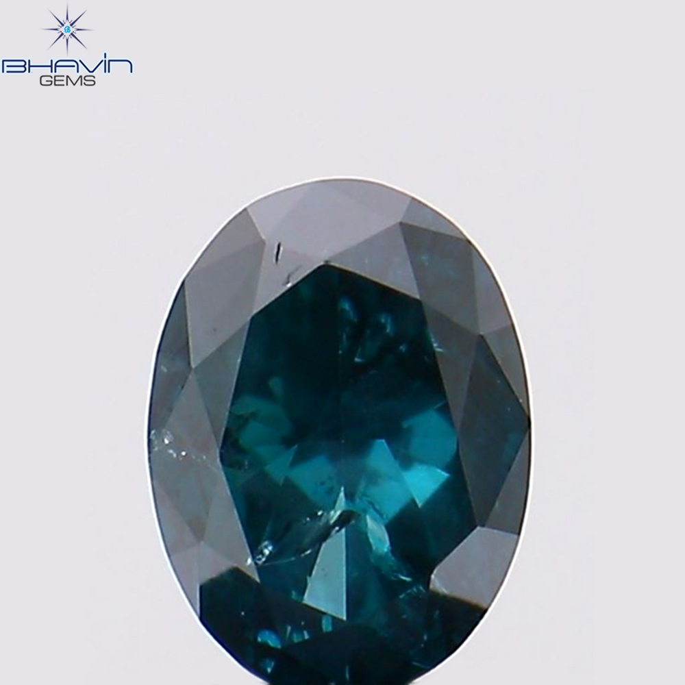 0.30 CT Oval Shape Natural Diamond Blue Color SI2 Clarity (4.67 MM)