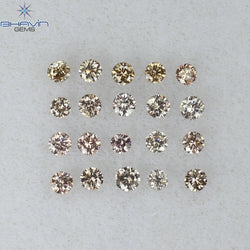 0.29 CT/20 Pcs Round Shape Natural Loose Diamond Brown Pink Argyle Color VS-SI Clarity (1.60 MM)