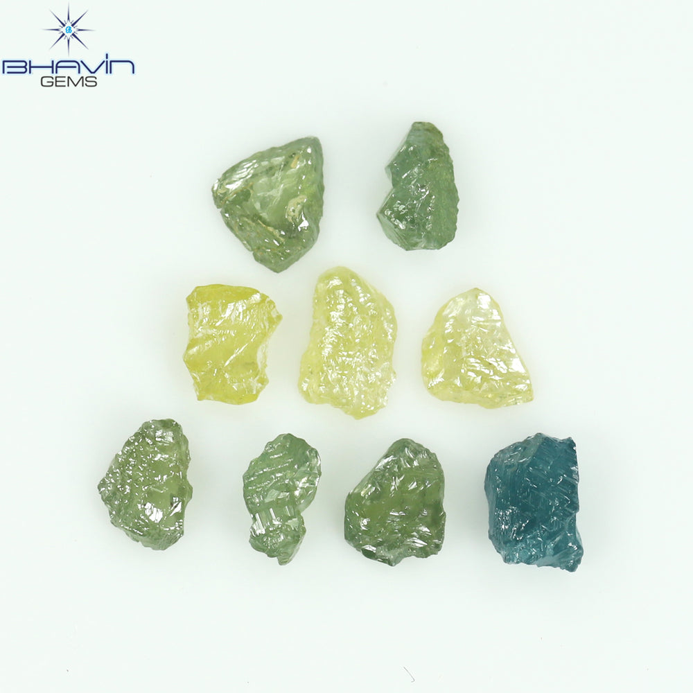 0.76 CT/9 PCS Rough Shape Enhanced Mix Color Natural Diamond I3 Clarity (3.58 MM)
