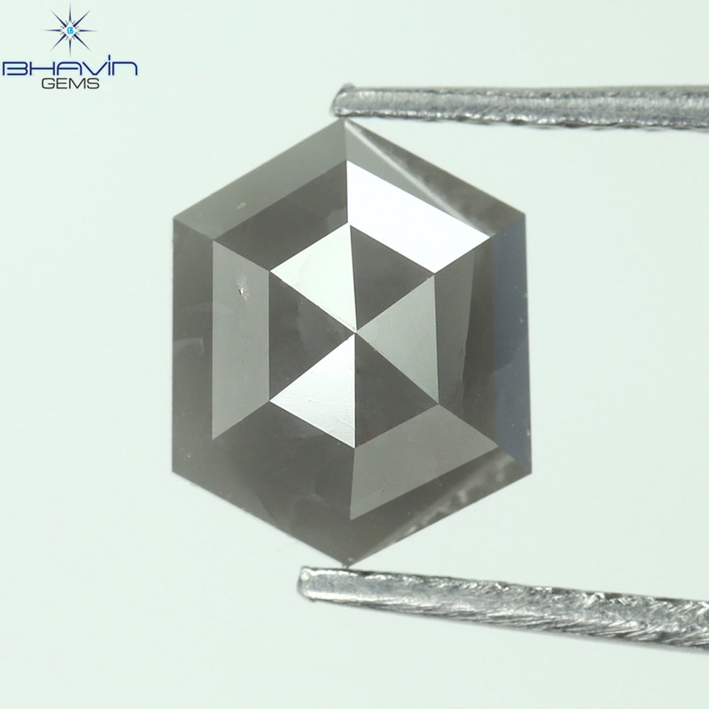 1.22 CT Hexagon Shape Natural Loose Diamond Gray Color I3 Clarity (7.32 MM)
