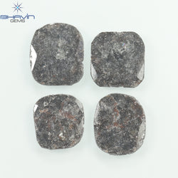 5.80 CT/4 Pcs Cushion Slice Shape Natural Diamond Salt And Pepper Color I3 Clarity (11.04 MM)