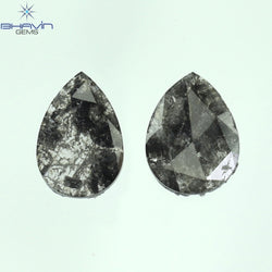 1.01 CT/2 Pcs Pear Slice Shape Natural Diamond Salt And Pepper Color I3 Clarity (8.17 MM)