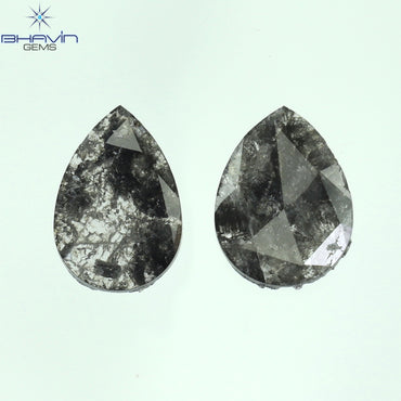 1.01 CT/2 Pcs Pear Slice Shape Natural Diamond Salt And Pepper Color I3 Clarity (8.17 MM)