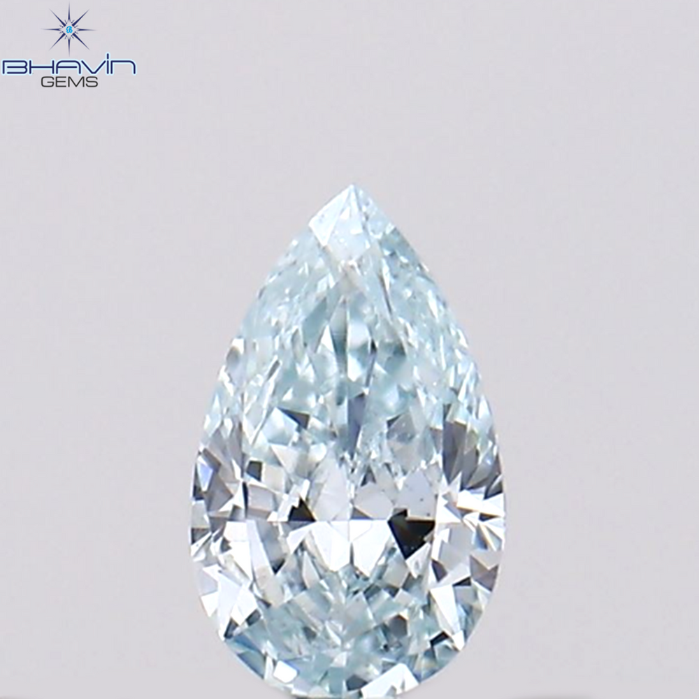 0.10 CT Pear Shape Natural Diamond Greenish Blue Color VS1 Clarity (3.98 MM)