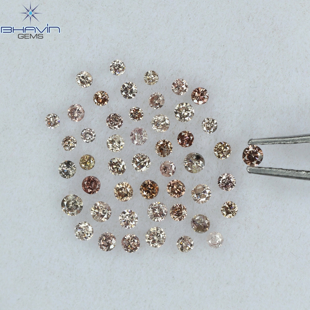 0.05 CT/5 ピース ラウンド シェイプ ナチュラル ルース ダイヤモンド ピンク カラー I1 クラリティ (0.05 MM)