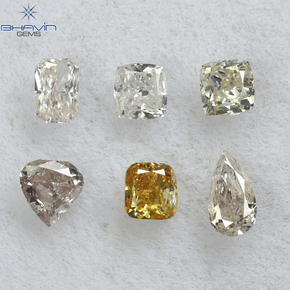 0.67 CT/6 Pcs Mix Shape Natural Diamond Pink Color VS-SI Clarity (4.40 MM)