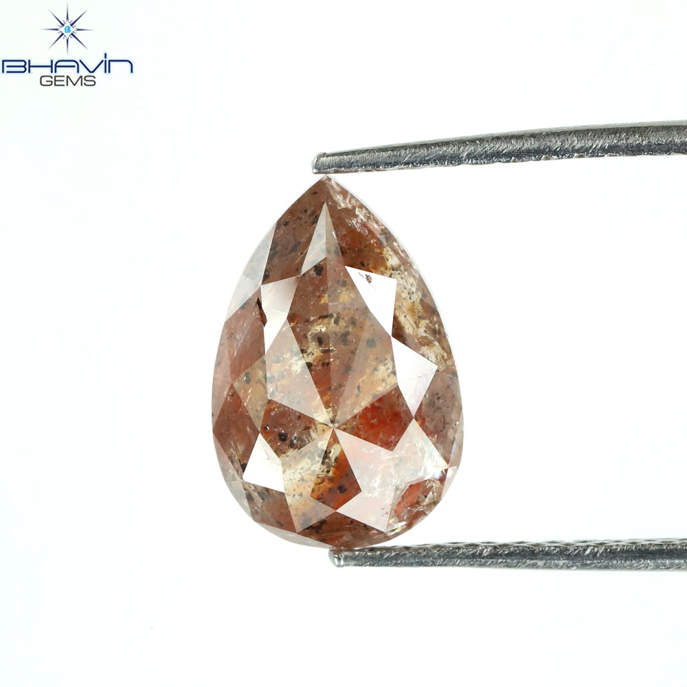 2.60 CT Pear Shape Natural Diamond Peach (Salt And Pepper) Color I3 Clarity (10.33 MM)