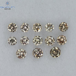 0.52 CT/13 Pcs Round Shape Natural Loose Diamond Brown Pink (Argyle) Color VS2 Clarity (2.35 MM)