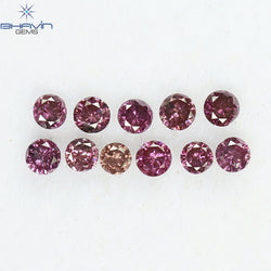 0.21 CT/11 個 ラウンド シェイプ ナチュラル ルース ダイヤモンド ピンク カラー SI クラリティ (1.75 MM)